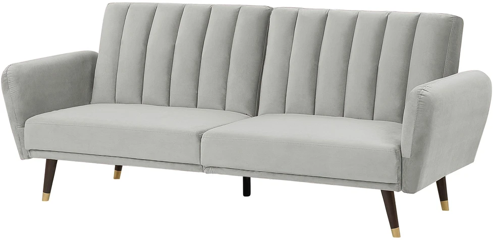 Beliani Trivietė išskleidžiama sofa VIMMERBY, šviesiai pilkas veliūras