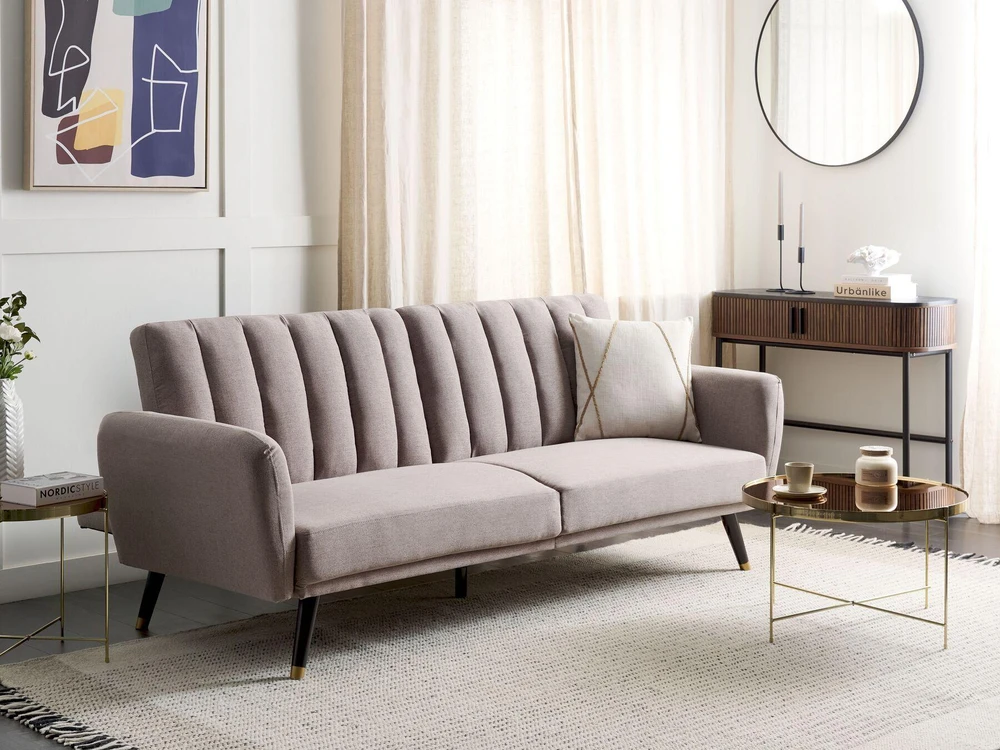 Beliani Trivietė išskleidžiama sofa VIMMERBY, šviesiai ruda