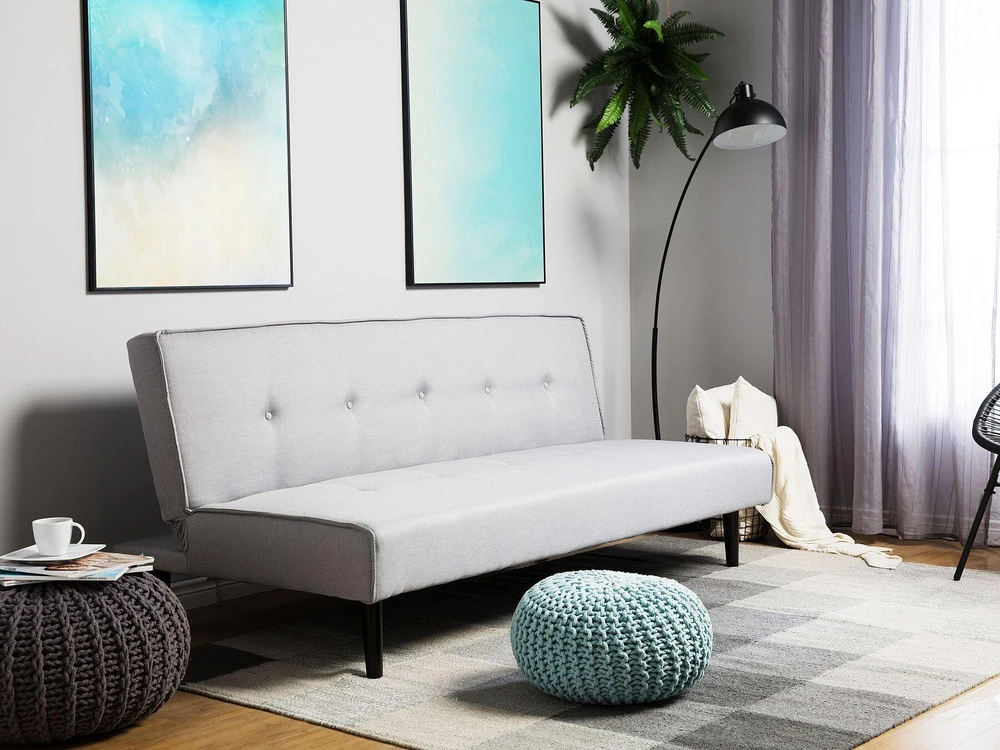 Beliani Trivietė išskleidžiama sofa VISBY šviesiai pilka