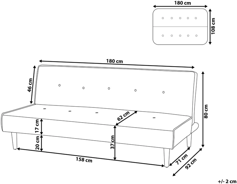 Beliani Trivietė išskleidžiama sofa VISBY šviesiai pilka