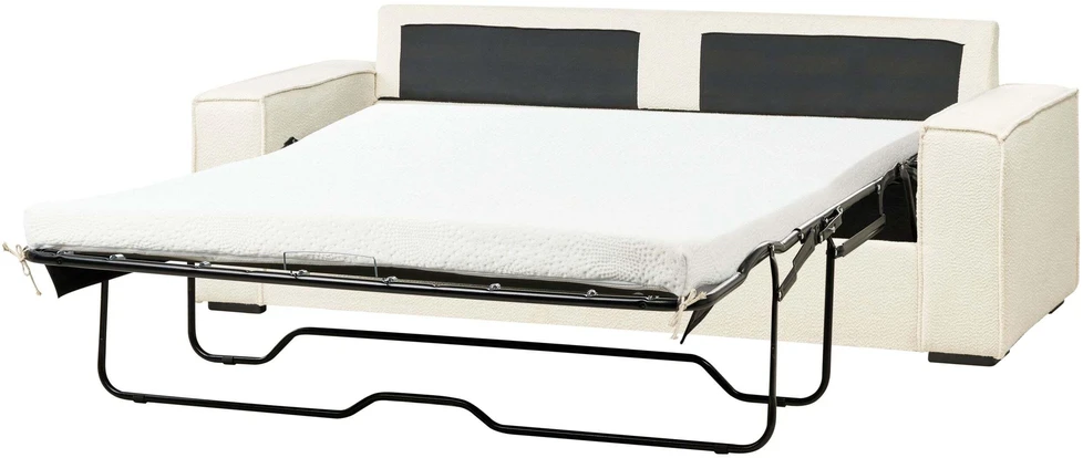 Beliani Trivietė išskleidžiama sofa VUOKATTI Boucle, kreminė balta