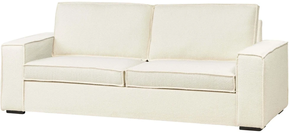 Beliani Trivietė išskleidžiama sofa VUOKATTI Boucle, kreminė balta