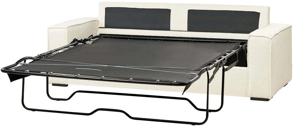 Beliani Trivietė išskleidžiama sofa VUOKATTI Boucle, kreminė balta