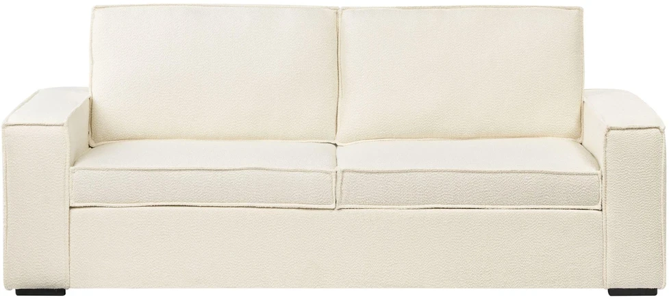 Beliani Trivietė išskleidžiama sofa VUOKATTI Boucle, kreminė balta