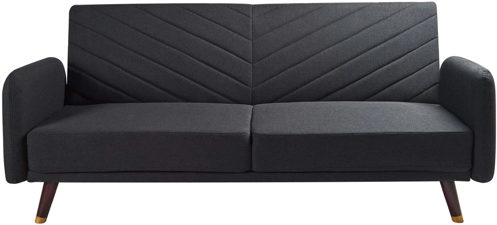 Beliani Trivietė išskleidžiamoji sofa SENJA, sintetinis linas, juoda