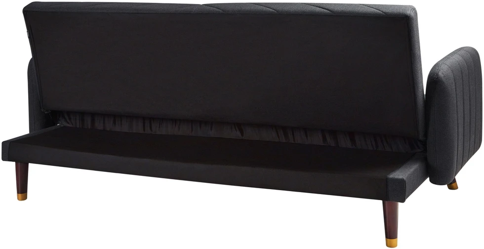 Beliani Trivietė išskleidžiamoji sofa SENJA, sintetinis linas, juoda