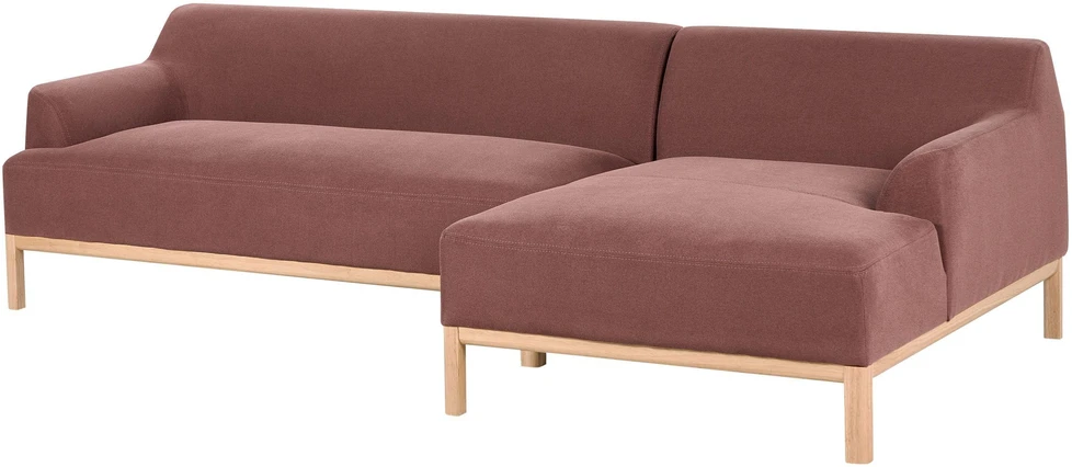 Beliani Trivietė kairinė kampinė sofa SOSJO burgundo spalvos