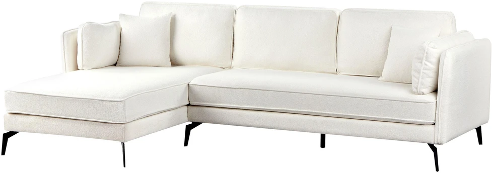 Beliani Trivietė kampinė sofa ALTAN, boucle audinys, dramblio kaulo spalva, dešininė