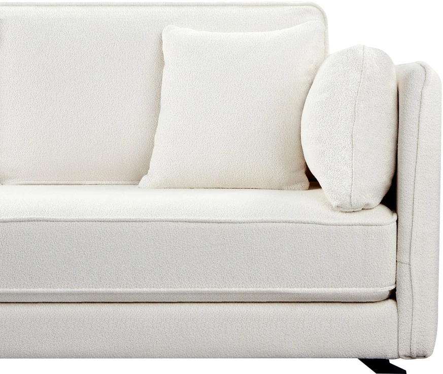 Beliani Trivietė kampinė sofa ALTAN, boucle audinys, dramblio kaulo spalva, dešininė