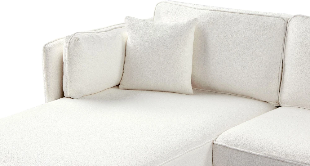 Beliani Trivietė kampinė sofa ALTAN, boucle audinys, dramblio kaulo spalva, dešininė