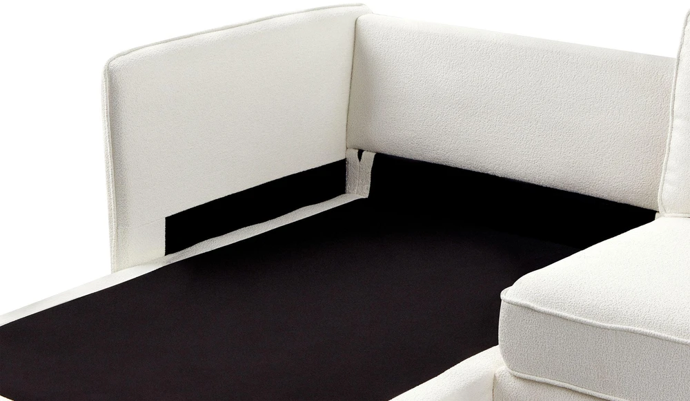 Beliani Trivietė kampinė sofa ALTAN, boucle audinys, dramblio kaulo spalva, dešininė