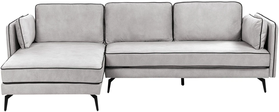Beliani Trivietė kampinė sofa ALTAN, veliūras, šviesiai pilka, dešininė