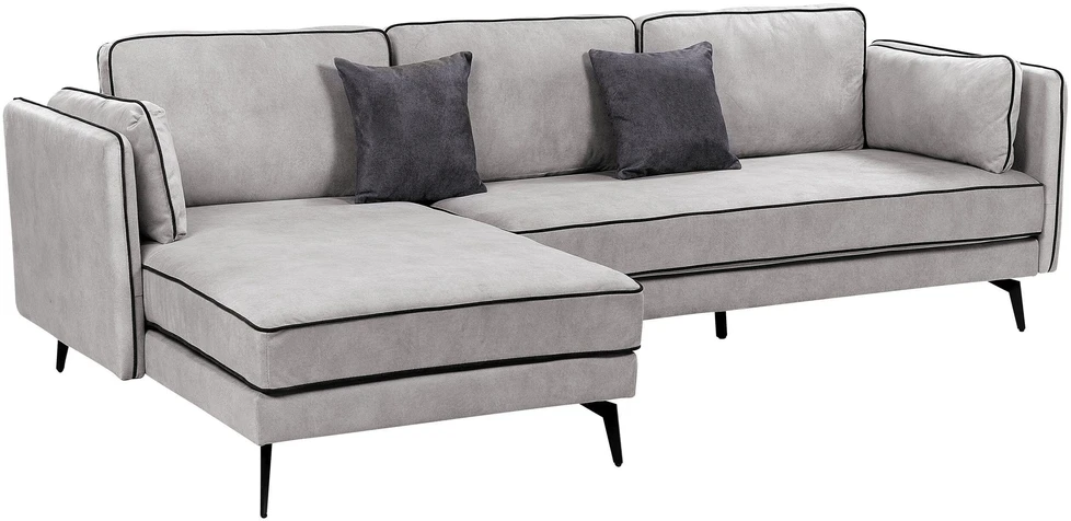 Beliani Trivietė kampinė sofa ALTAN, veliūras, šviesiai pilka, dešininė