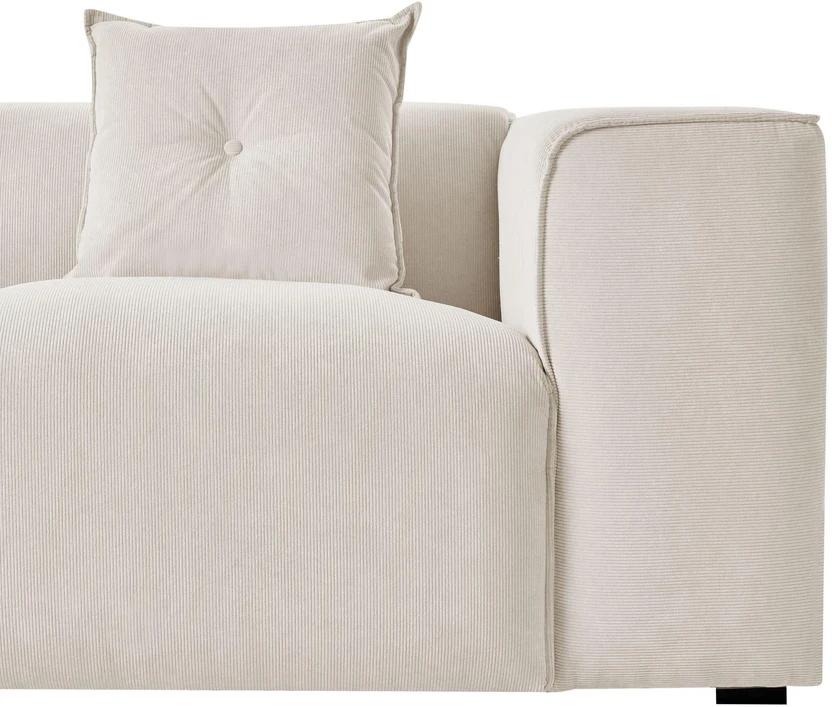 Beliani Trivietė kampinė sofa DOLVA iš velveto, kreminės spalvos, dešininė