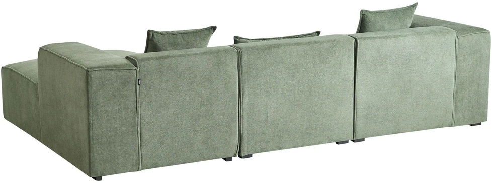 Beliani Trivietė kampinė sofa DOLVA, šenilinė, tamsiai žalia, kairinė
