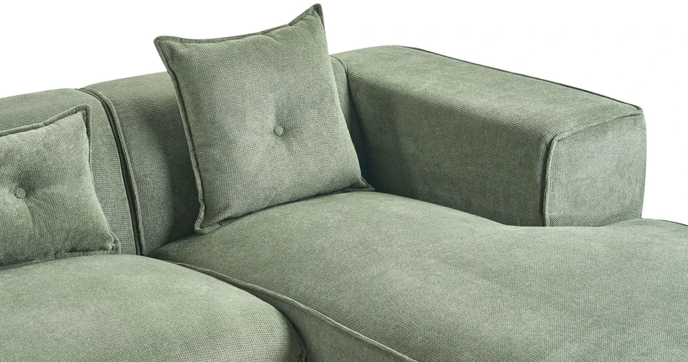 Beliani Trivietė kampinė sofa DOLVA, šenilinė, tamsiai žalia, kairinė