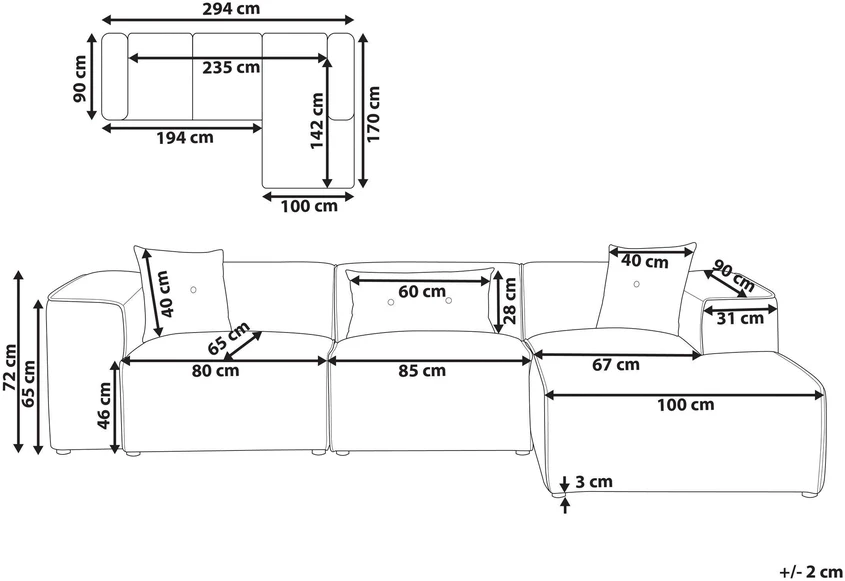 Beliani Trivietė kampinė sofa DOLVA, šenilinė, tamsiai žalia, kairinė
