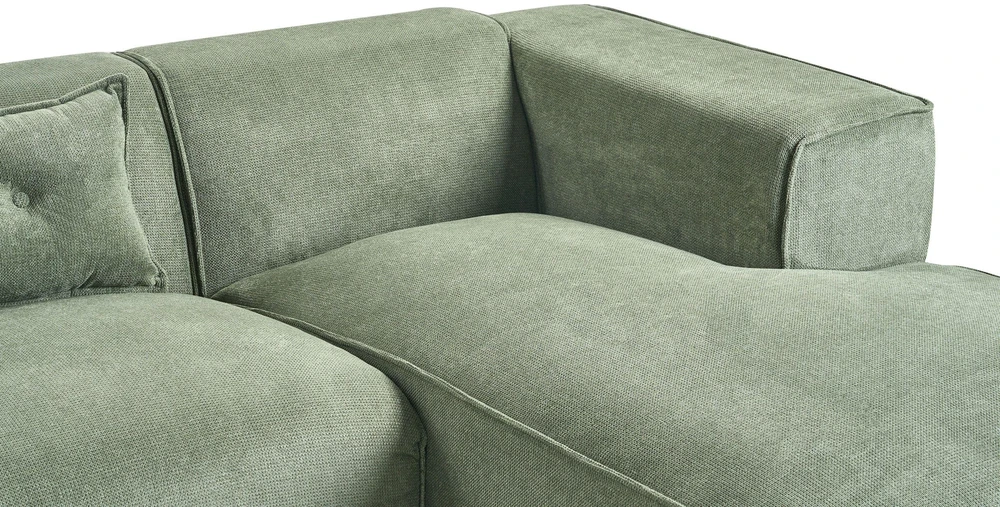 Beliani Trivietė kampinė sofa DOLVA, šenilinė, tamsiai žalia, kairinė