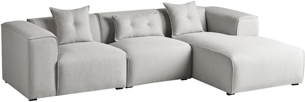 Beliani Trivietė kampinė sofa DOLVA, šviesiai pilka, kairinė