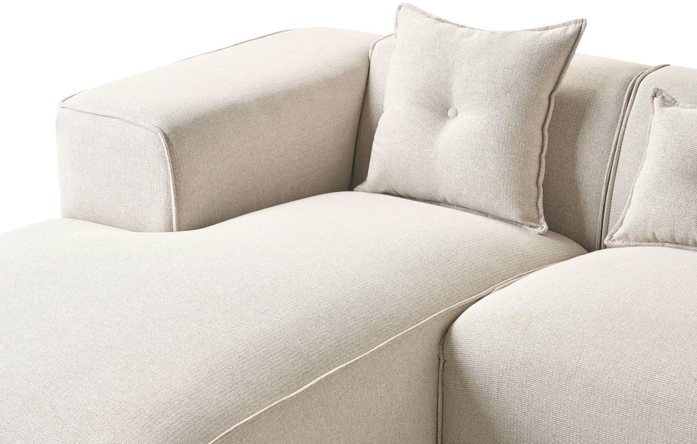 Beliani Trivietė kampinė sofa DOLVA šviesiai smėlio spalvos dešininė