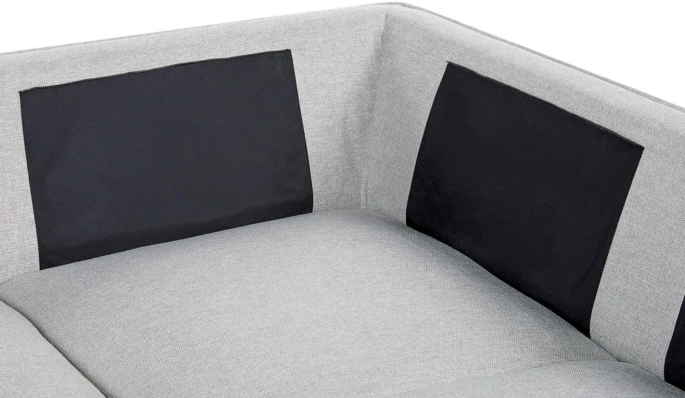 Beliani Trivietė kampinė sofa ELGA, linas, šviesiai pilka, dešininė