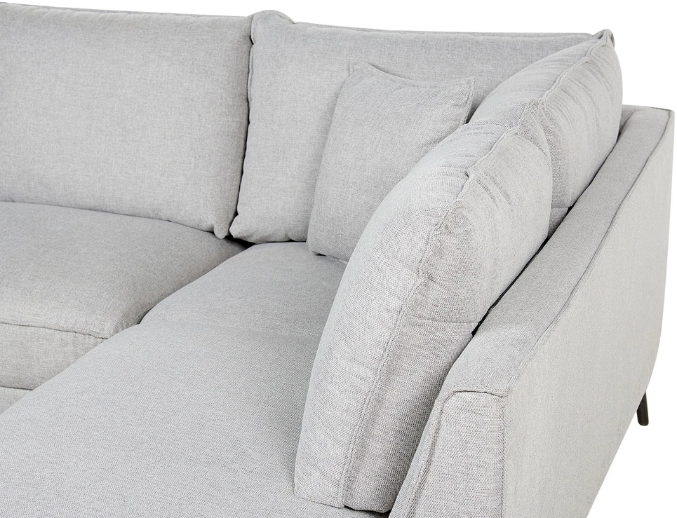 Beliani Trivietė kampinė sofa ELGA, linas, šviesiai pilka, dešininė
