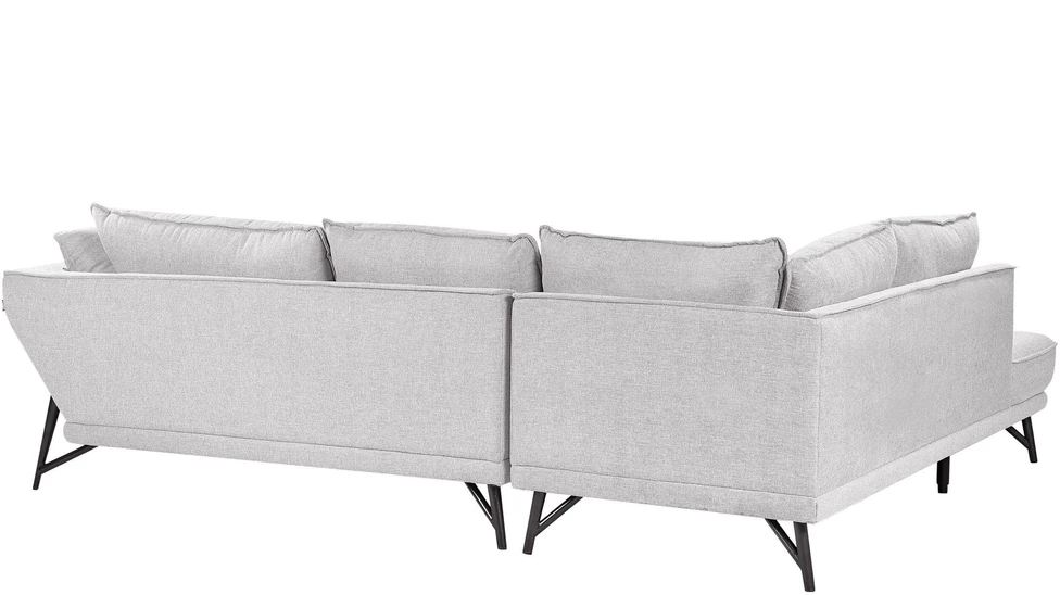 Beliani Trivietė kampinė sofa ELGA, linas, šviesiai pilka, dešininė