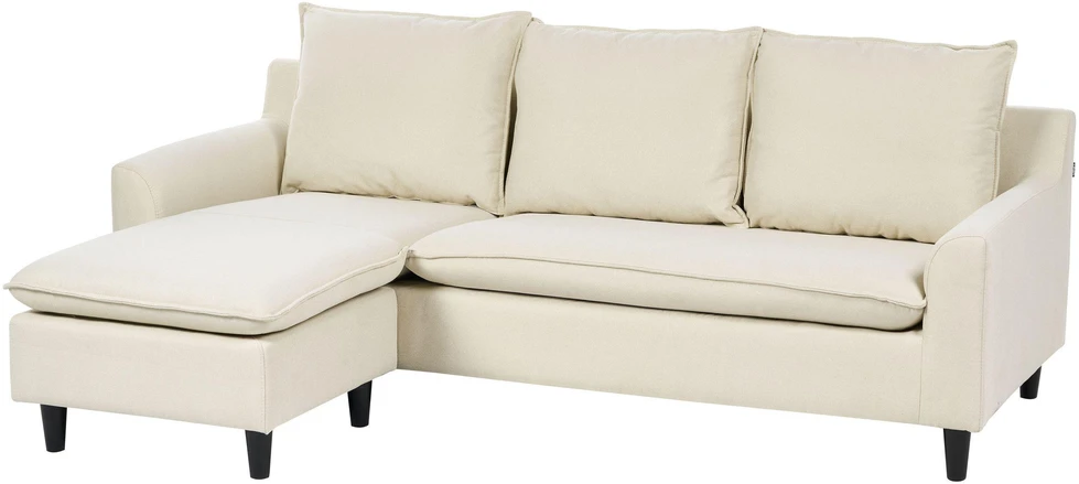 Beliani Trivietė kampinė sofa ELVENES, šviesiai smėlio spalvos, pritaikoma
