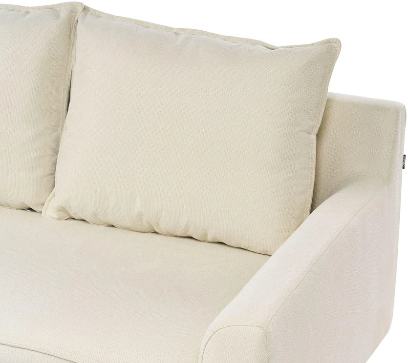 Beliani Trivietė kampinė sofa ELVENES, šviesiai smėlio spalvos, pritaikoma