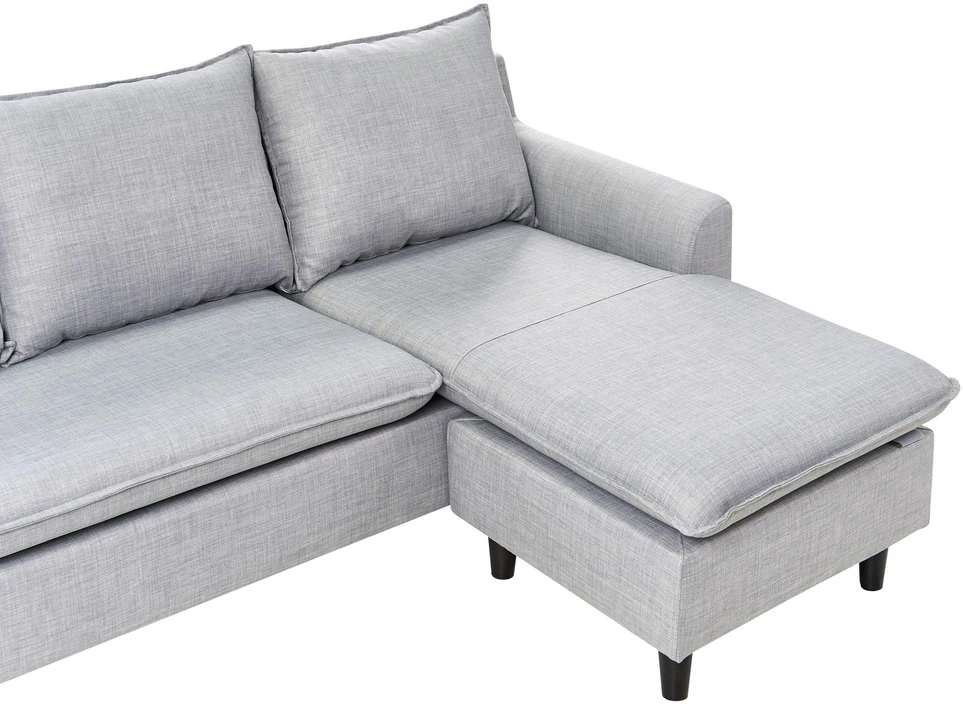 Beliani Trivietė kampinė sofa ELVENES, šviesiai pilka, kairinė