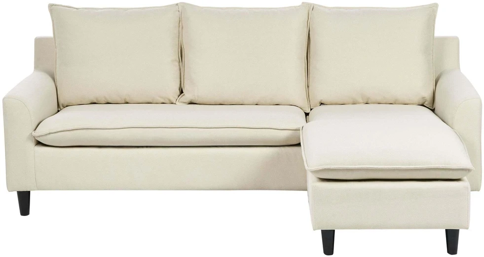 Beliani Trivietė kampinė sofa ELVENES, šviesiai smėlio spalvos