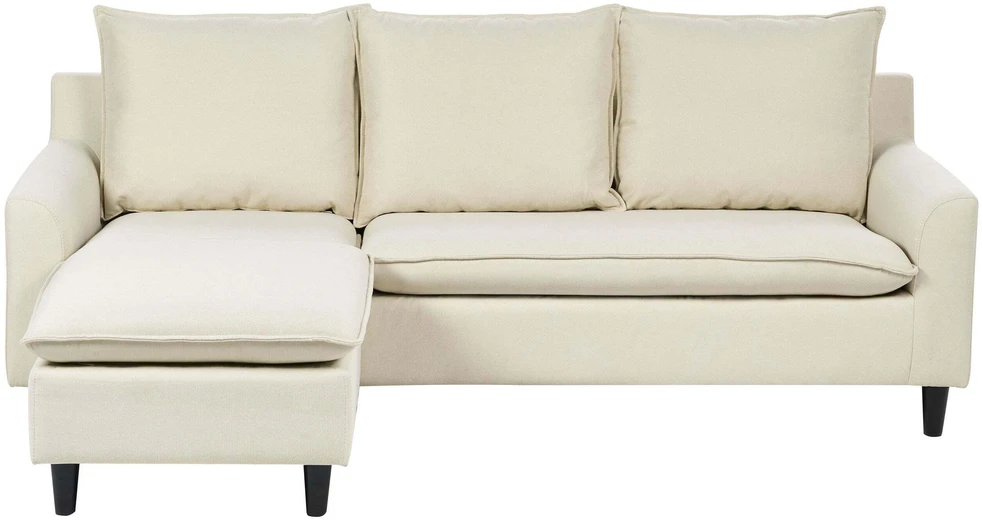 Beliani Trivietė kampinė sofa ELVENES, šviesiai smėlio spalvos, pritaikoma