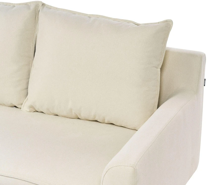 Beliani Trivietė kampinė sofa ELVENES, šviesiai smėlio spalvos