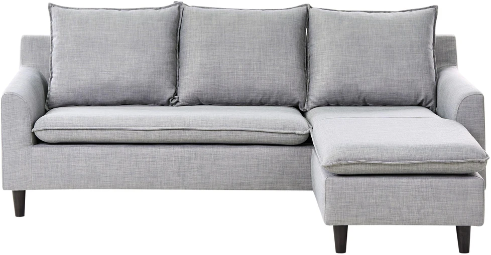 Beliani Trivietė kampinė sofa ELVENES, šviesiai pilka, kairinė