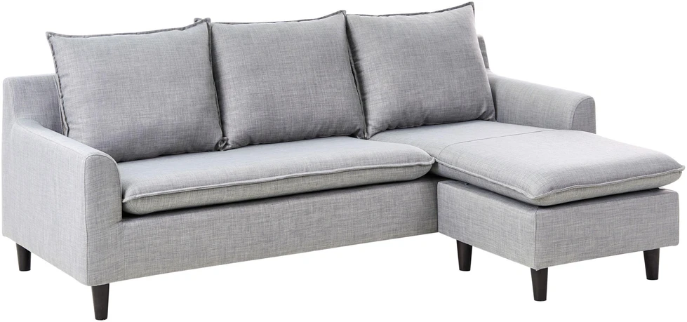 Beliani Trivietė kampinė sofa ELVENES, šviesiai pilka, kairinė