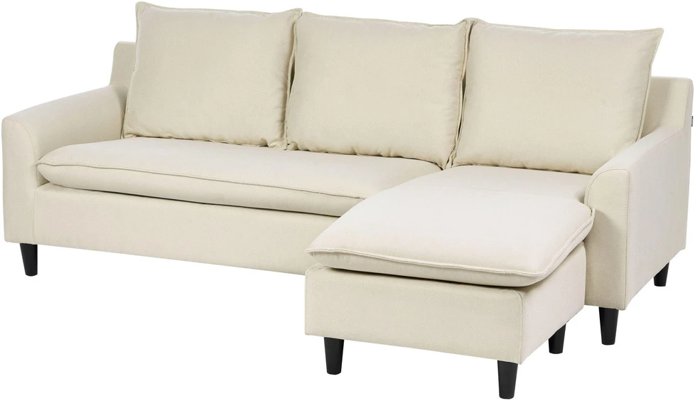 Beliani Trivietė kampinė sofa ELVENES, šviesiai smėlio spalvos