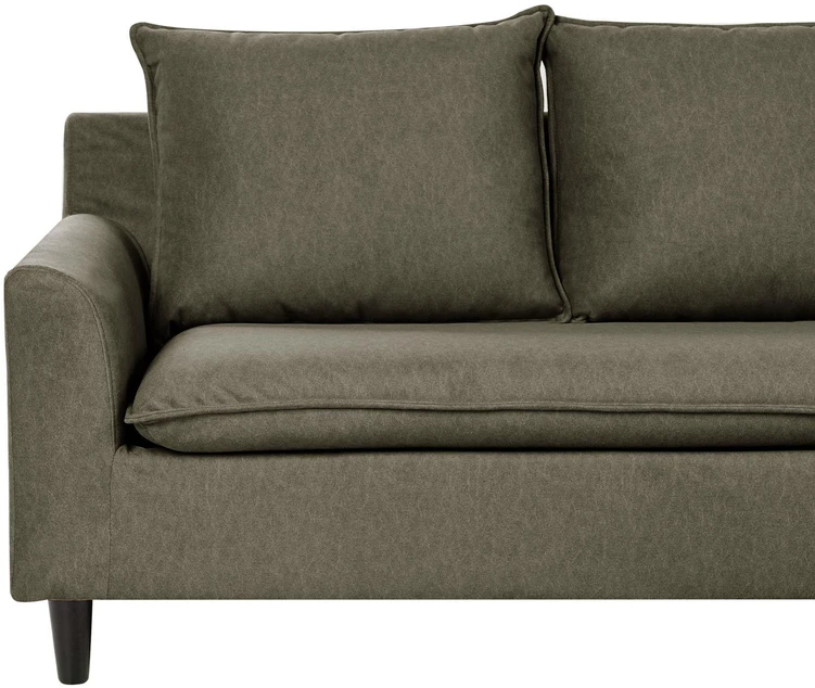 Beliani Trivietė kampinė sofa ELVENES, veliūrinė, tamsiai žalia, kairinė