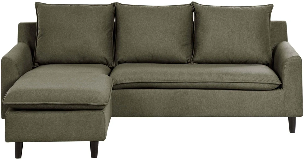 Beliani Trivietė kampinė sofa ELVENES Veliūrinė Tamsiai žalia Dešininė