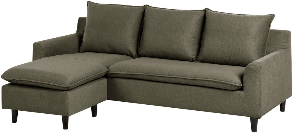 Beliani Trivietė kampinė sofa ELVENES Veliūrinė Tamsiai žalia Dešininė