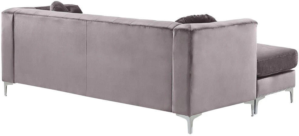 Beliani Trivietė kampinė sofa FLEN veliūrinė pilka