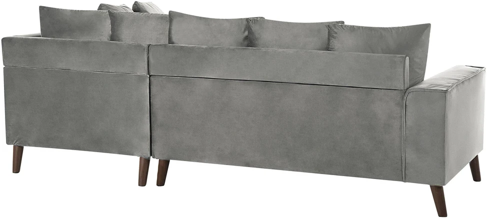 Beliani Trivietė kampinė sofa GRENA, veliūras, šviesiai pilka, kairinė