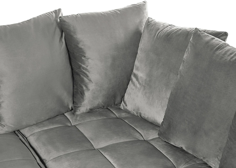 Beliani Trivietė kampinė sofa GRENA, veliūras, šviesiai pilka, kairinė
