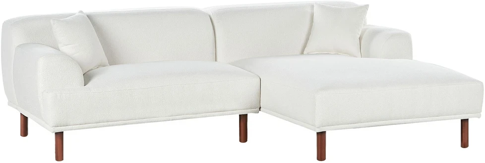Beliani Trivietė kampinė sofa HOLT, „Bouclé“, balta, kairinė