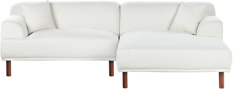 Beliani Trivietė kampinė sofa HOLT, „Bouclé“, balta, kairinė