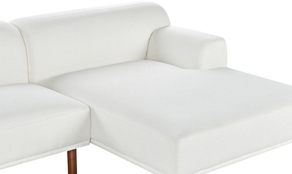 Beliani Trivietė kampinė sofa HOLT, „Bouclé“, balta, kairinė