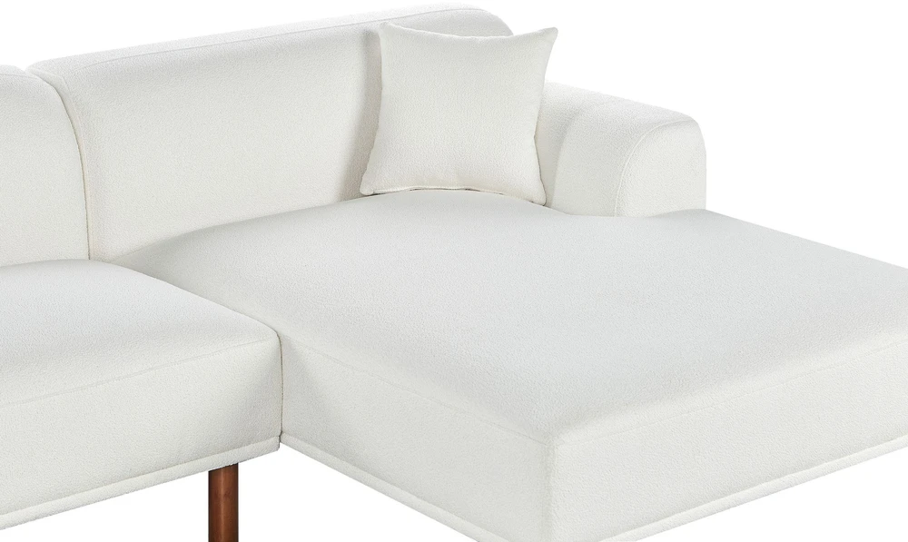 Beliani Trivietė kampinė sofa HOLT, „Bouclé“, balta, kairinė