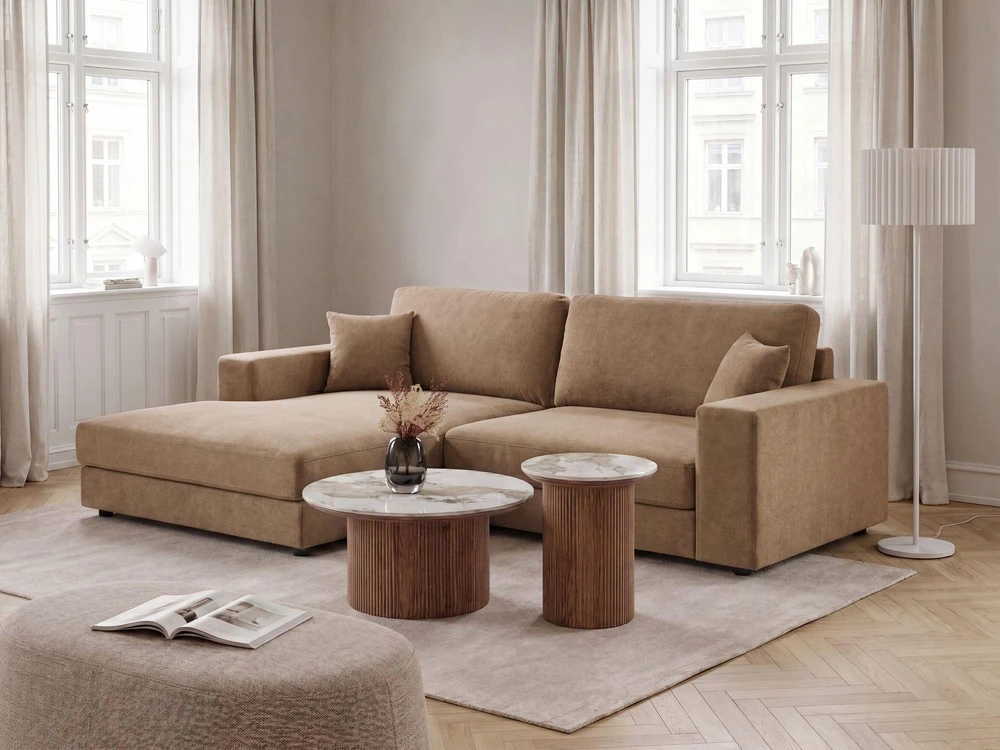 Beliani Trivietė kampinė sofa LOFOTEN ruda, dešininė