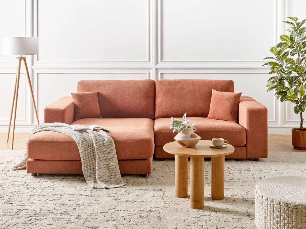 Beliani Trivietė kampinė sofa LOFOTEN ryškiai raudona, dešininė