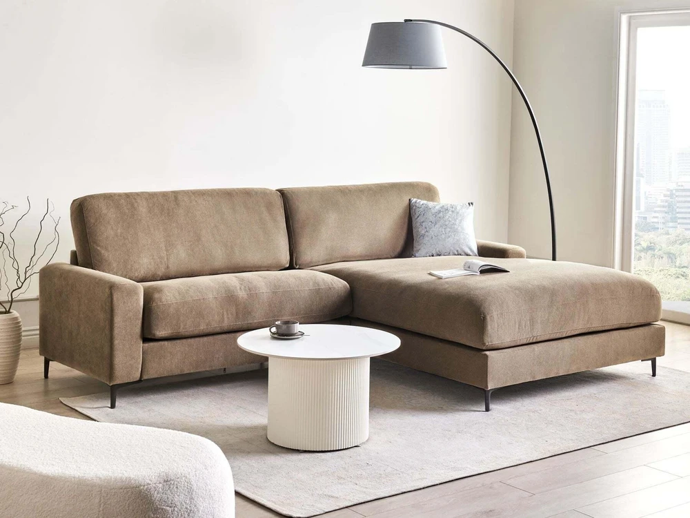 Beliani Trivietė kampinė sofa MALOY ruda, kairinė