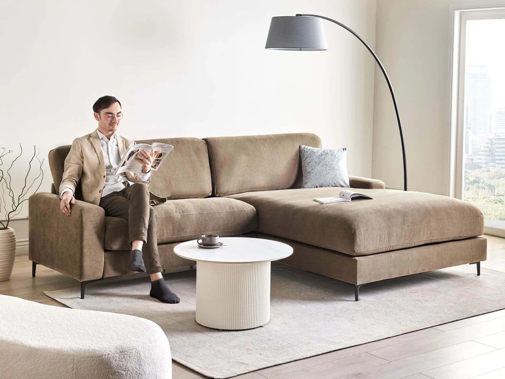 Beliani Trivietė kampinė sofa MALOY ruda, kairinė